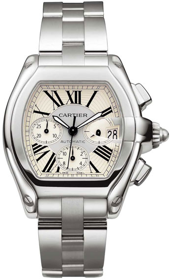 Cartier Roadster Chronograph Stainless Steel Mens Automatic Wristwatch-W62019X6