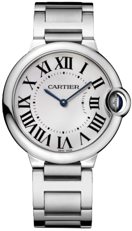 Cartier Ballon Bleu Medium Series Wonderful Stainless Steel Unisex Swiss Quartz Wristwatch-W69011Z4