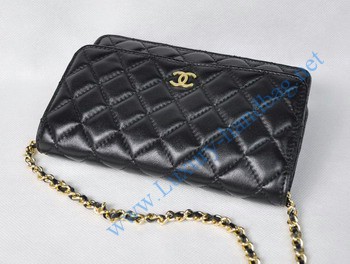 Chanel Lambskin Bag 33814 Black with Golden Chain