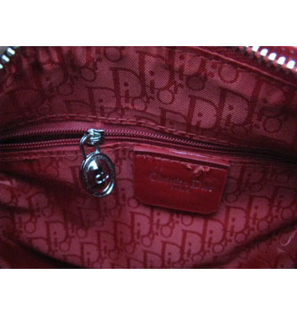 Dior Lady Dior Medium Patent Top Handle Bag Red