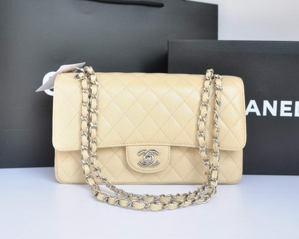 Chanel A1112 2.55 Series Flap Bag Original Caviar Leather Apricot