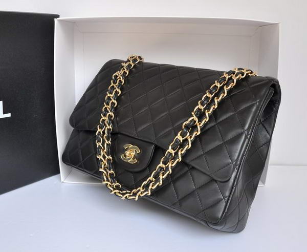 Chanel Original Leather Jumbo Flap Bag A47600 Black Gold