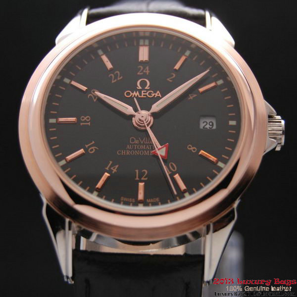 OMEGA DE VILLE Automatic Chronometer Red Gold on Black Leather Strap OM77213