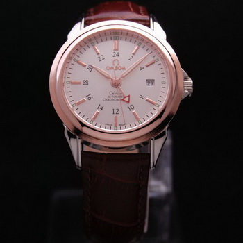 OMEGA DE VILLE Automatic Chronometer Red Gold on Brown Leather Strap OM77210