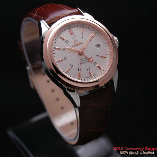 OMEGA DE VILLE Automatic Chronometer Red Gold on Brown Leather Strap OM77210