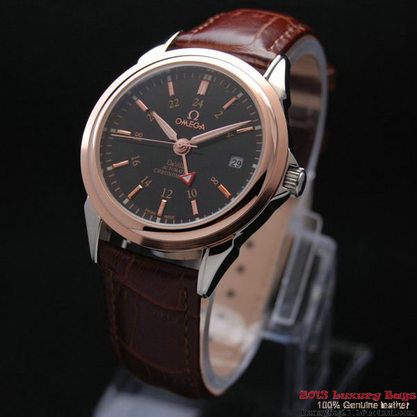 OMEGA DE VILLE Automatic Chronometer Red Gold on Brown Leather Strap OM77212