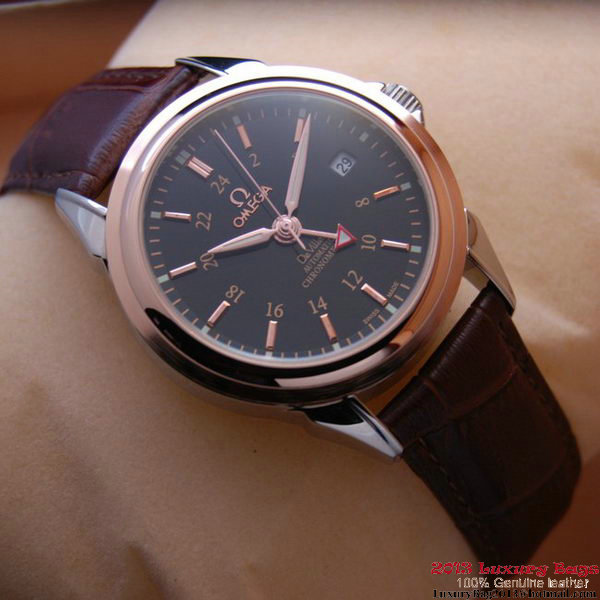 OMEGA DE VILLE Automatic Chronometer Red Gold on Brown Leather Strap OM77212