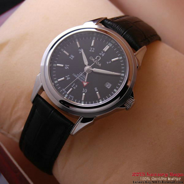 OMEGA DE VILLE Automatic Chronometer Steel on Black Leather Strap OM77204