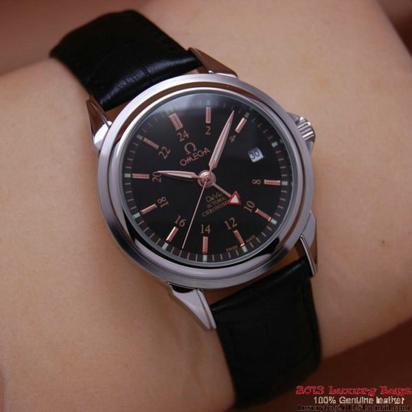 OMEGA DE VILLE Automatic Chronometer Steel on Black Leather Strap OM77205