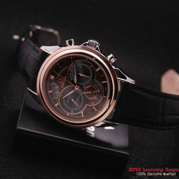 OMEGA DE VILLE CO-AXIAL CHRONOSCOPE Red Gold on Black Leather Strap OM77421