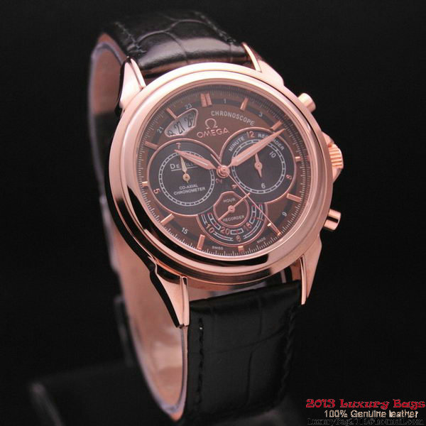 OMEGA DE VILLE CO-AXIAL CHRONOSCOPE Red Gold on Black Leather Strap OM77428