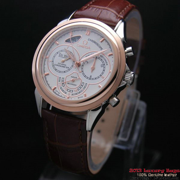 OMEGA DE VILLE CO-AXIAL CHRONOSCOPE Red Gold on Brown Leather Strap OM77418