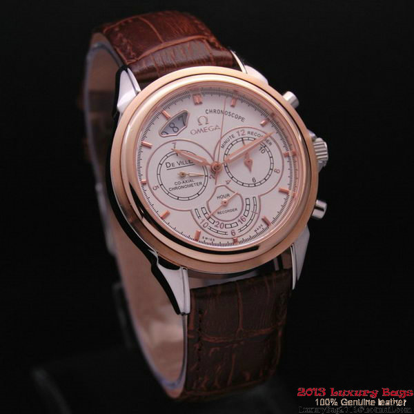 OMEGA DE VILLE CO-AXIAL CHRONOSCOPE Red Gold on Brown Leather Strap OM77418