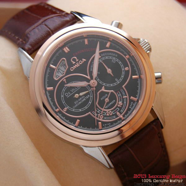 OMEGA DE VILLE CO-AXIAL CHRONOSCOPE Red Gold on Brown Leather Strap OM77422