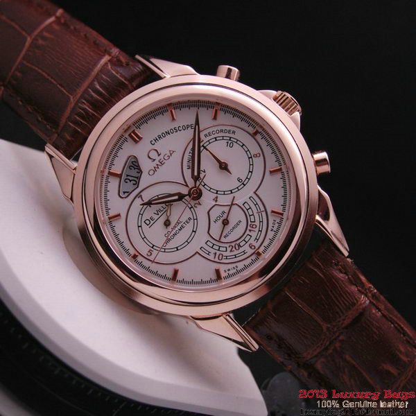 OMEGA DE VILLE CO-AXIAL CHRONOSCOPE Red Gold on Brown Leather Strap OM77424