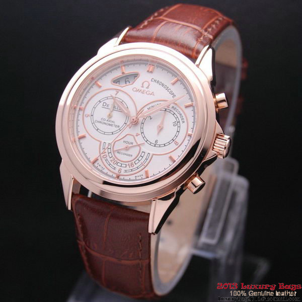 OMEGA DE VILLE CO-AXIAL CHRONOSCOPE Red Gold on Brown Leather Strap OM77424