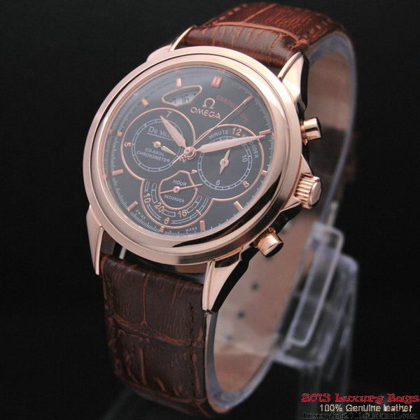 OMEGA DE VILLE CO-AXIAL CHRONOSCOPE Red Gold on Brown Leather Strap OM77426