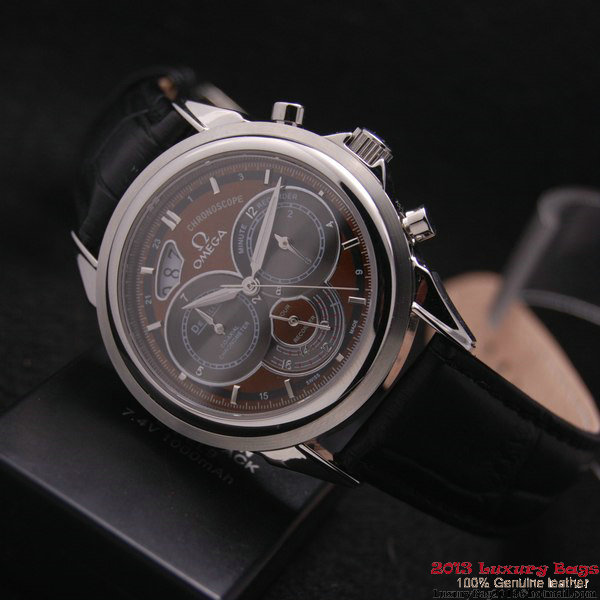 OMEGA DE VILLE CO-AXIAL CHRONOSCOPE Steel on Black Leather Strap OM77407