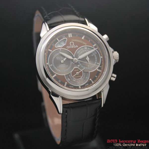 OMEGA DE VILLE CO-AXIAL CHRONOSCOPE Steel on Black Leather Strap OM77407