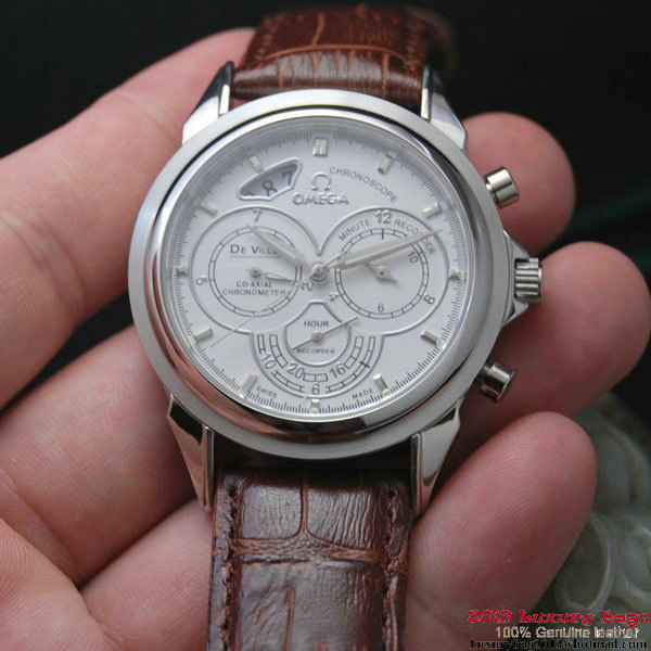 OMEGA DE VILLE CO-AXIAL CHRONOSCOPE Steel on Brown Leather Strap OM77401