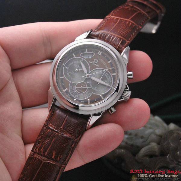 OMEGA DE VILLE CO-AXIAL CHRONOSCOPE Steel on Brown Leather Strap OM77406