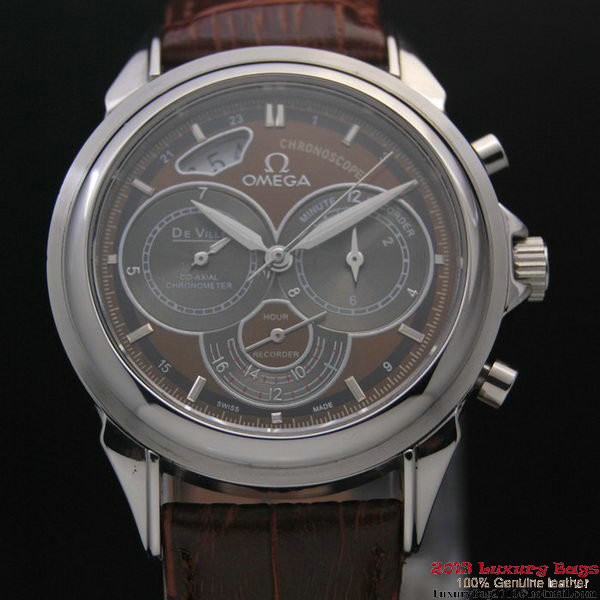 OMEGA DE VILLE CO-AXIAL CHRONOSCOPE Steel on Brown Leather Strap OM77406