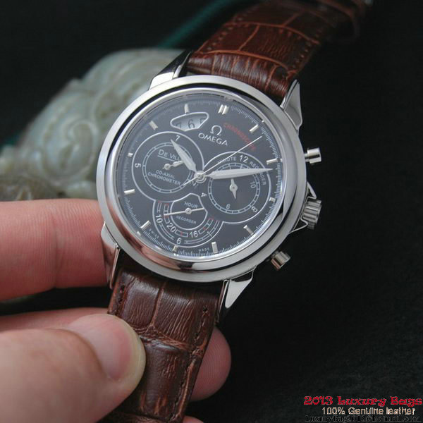 OMEGA DE VILLE CO-AXIAL CHRONOSCOPE Steel on Brown Leather Strap OM77410