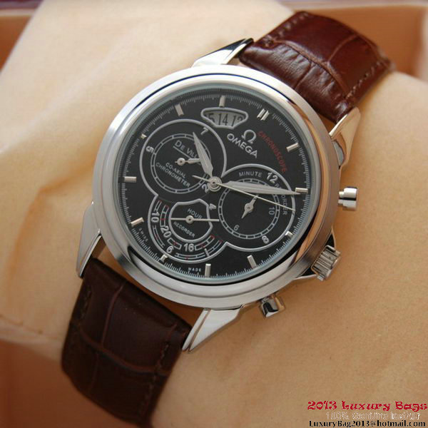 OMEGA DE VILLE CO-AXIAL CHRONOSCOPE Steel on Brown Leather Strap OM77410