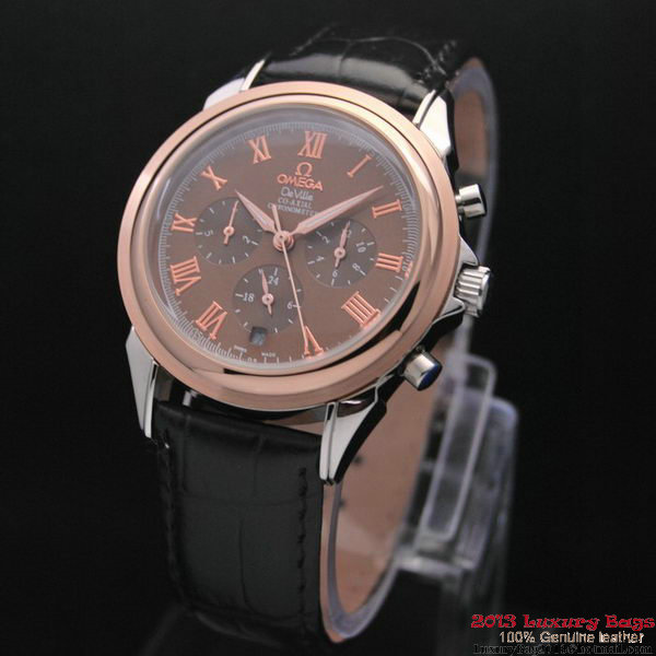 OMEGA DE VILLE CO-AXIAL Chronometer Red Gold on Black Leather Strap OM77504