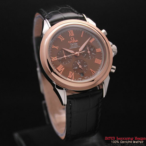 OMEGA DE VILLE CO-AXIAL Chronometer Red Gold on Black Leather Strap OM77504