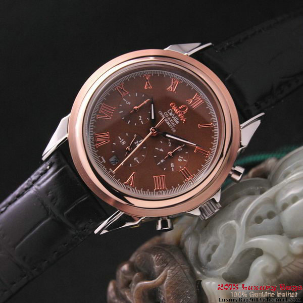 OMEGA DE VILLE CO-AXIAL Chronometer Red Gold on Black Leather Strap OM77504