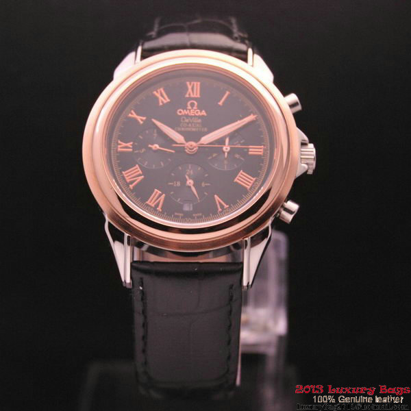 OMEGA DE VILLE CO-AXIAL Chronometer Red Gold on Black Leather Strap OM77506