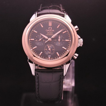 OMEGA DE VILLE CO-AXIAL Chronometer Red Gold on Black Leather Strap OM77512