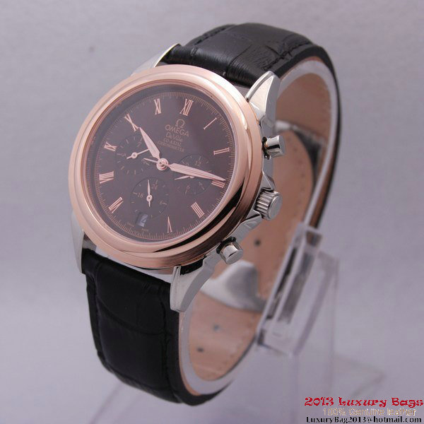 OMEGA DE VILLE CO-AXIAL Chronometer Red Gold on Black Leather Strap OM77512