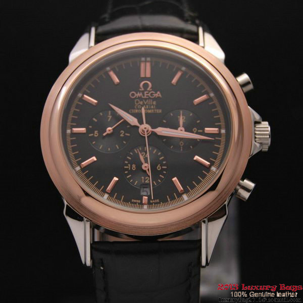 OMEGA DE VILLE CO-AXIAL Chronometer Red Gold on Black Leather Strap OM77512