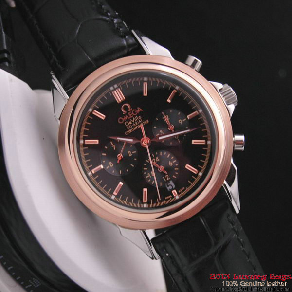 OMEGA DE VILLE CO-AXIAL Chronometer Red Gold on Black Leather Strap OM77512