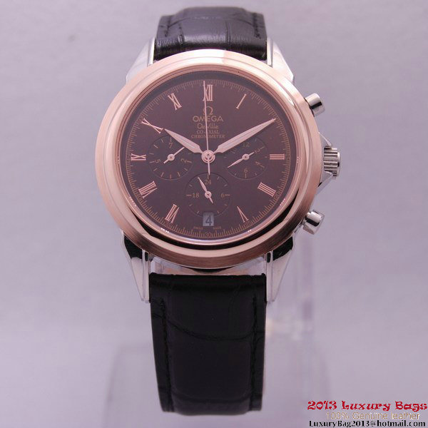 OMEGA DE VILLE CO-AXIAL Chronometer Red Gold on Black Leather Strap OM77512