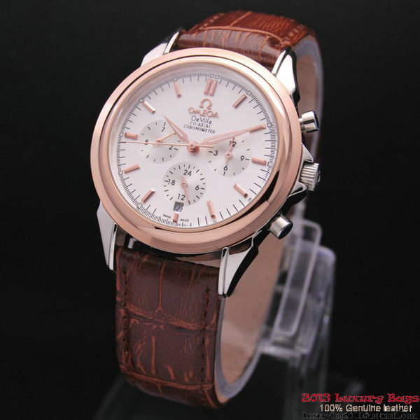 OMEGA DE VILLE CO-AXIAL Chronometer Red Gold on Brown Leather Strap OM77507