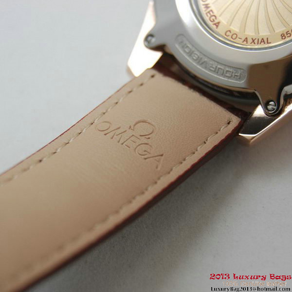 OMEGA DE VILLE Co-AXIAL CHRONOMETER Red Gold on Brown Leather Strap OM77021