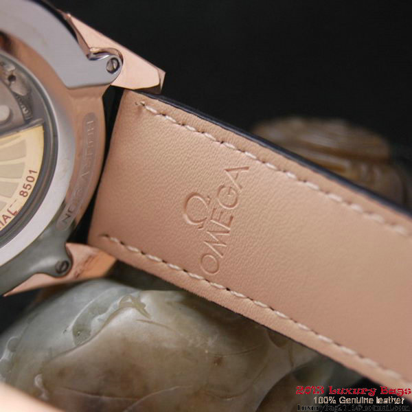 OMEGA DE VILLE Co-AXIAL CHRONOMETER Red Gold on Brown Leather Strap OM77025