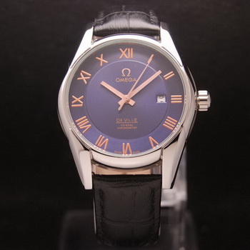 OMEGA DE VILLE Co-AXIAL CHRONOMETER Steel on Black Leather Strap OM77010