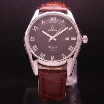 OMEGA DE VILLE Co-AXIAL CHRONOMETER Steel on Brown Leather Strap OM77007