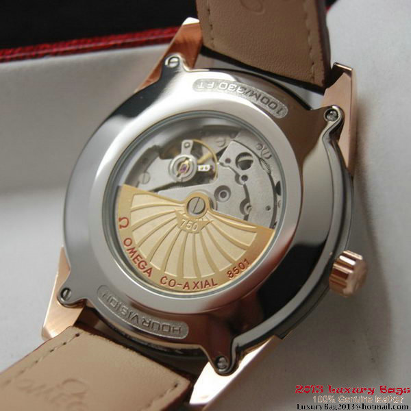 OMEGA DE VILLE HOUR VISION ANNUAL CALENDAR Red Gold on Brown Leather Strap OM77119