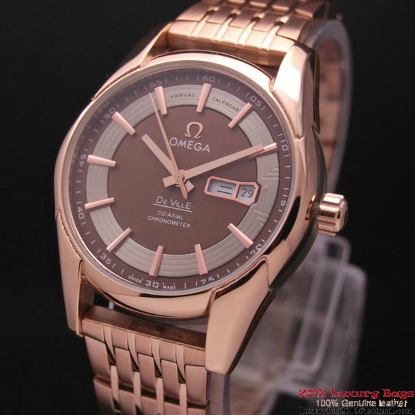 OMEGA DE VILLE HOUR VISION ANNUAL CALENDAR Red Gold on Red Gold Strap OM77129