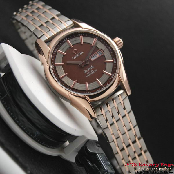 OMEGA DE VILLE HOUR VISION ANNUAL CALENDAR Red Gold on Steel Strap OM77126