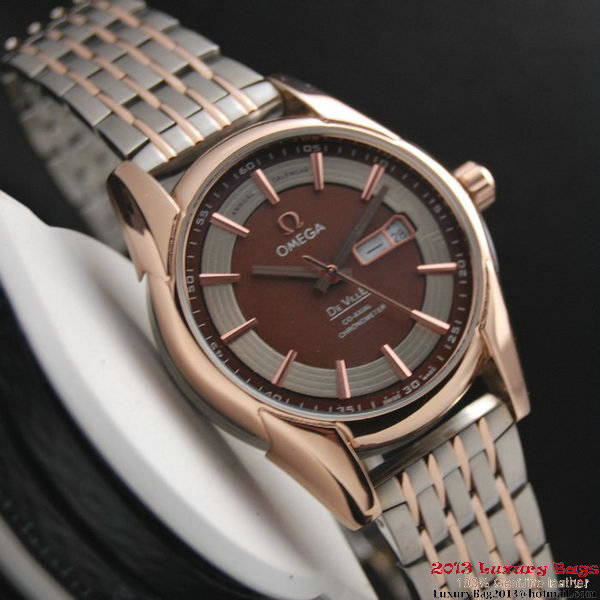 OMEGA DE VILLE HOUR VISION ANNUAL CALENDAR Red Gold on Steel Strap OM77126