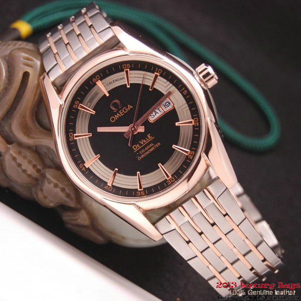 OMEGA DE VILLE HOUR VISION ANNUAL CALENDAR Red Gold on Steel Strap OM77127