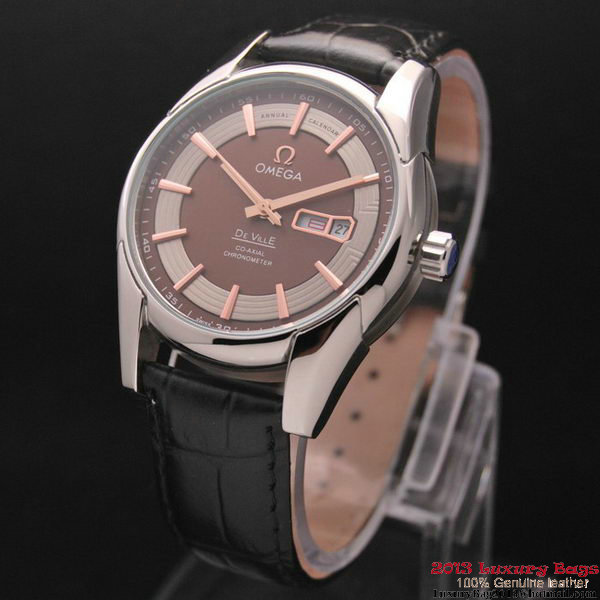 OMEGA DE VILLE HOUR VISION ANNUAL CALENDAR Steel on Black Leather Strap OM77104