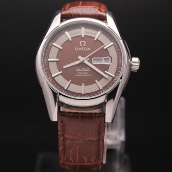 OMEGA DE VILLE HOUR VISION ANNUAL CALENDAR Steel on Brown Leather Strap OM77109