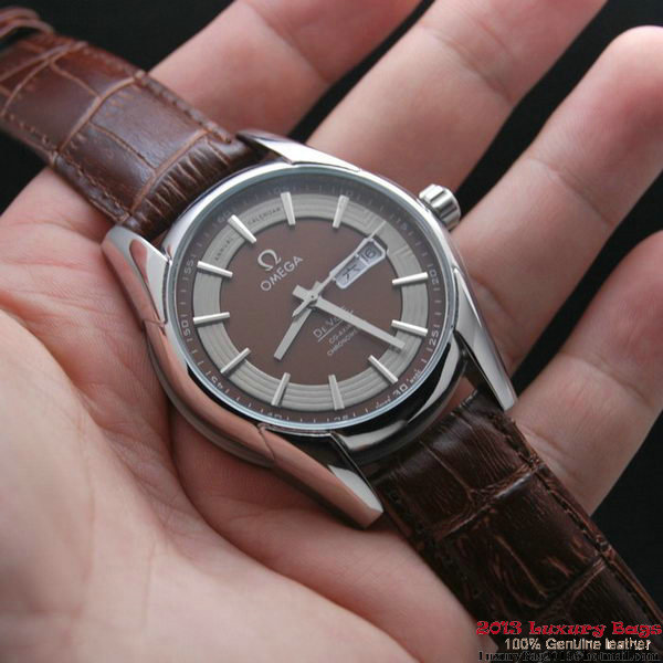 OMEGA DE VILLE HOUR VISION ANNUAL CALENDAR Steel on Brown Leather Strap OM77109